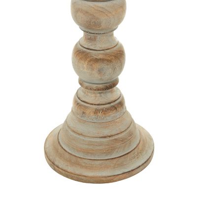 Image showing  Brown Mango Wood Candle Holder with Turned Style, 24 in., 21 in. and 18 in., 3 pc., 14342