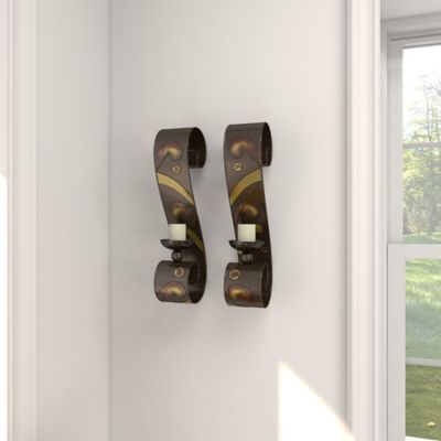 Harper & Willow Multicolor Metal Traditional Wall Sconces, 19 in. x 4 in., 2 pc.