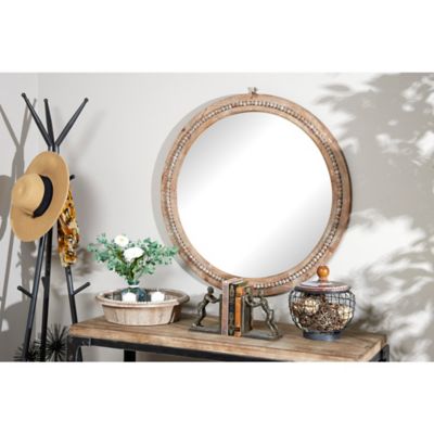 Harper & Willow Light Brown Rustic Wood Wall Mirror, 36 in. x 36 in., 43591