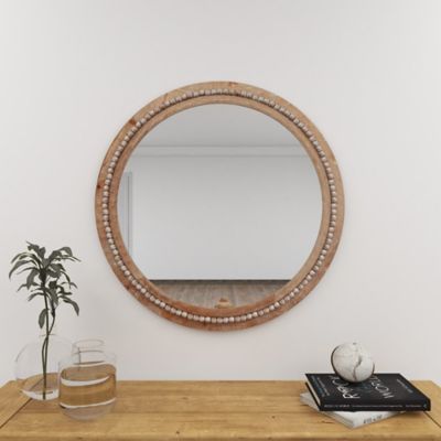 Image showing 6 th Harper & Willow Light Brown Rustic Wood Wall Mirror, 36 in. x 36 in., 43591
