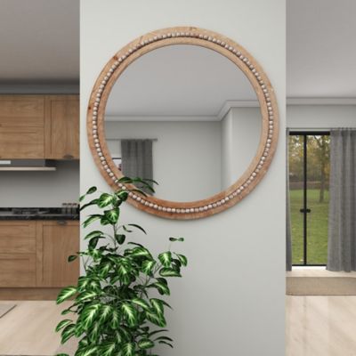 Image showing 7 th Harper & Willow Light Brown Rustic Wood Wall Mirror, 36 in. x 36 in., 43591