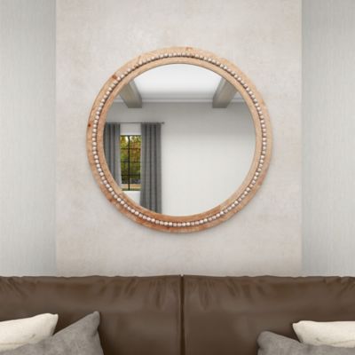 Image showing 8 th Harper & Willow Light Brown Rustic Wood Wall Mirror, 36 in. x 36 in., 43591