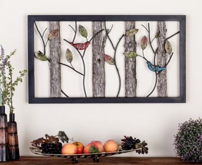 Harper & Willow Black Tin Farmhouse Birds Framed Wall Decor, 36 in. x 20 in.
