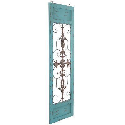 Image showing  Turquoise Farmhouse Ornamental Wood Wall Decor, 47 in. x 14 in.