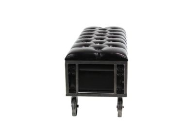 Image showing  Industrial Rectangular Faux Leather and Wood Storage Bench