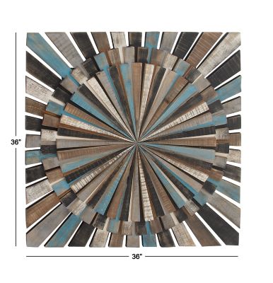 Image showing 6 th Harper & Willow Brown Farmhouse Abstract Wood Wall Decor, 36 in. x 36 in.