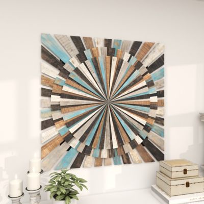 Image showing 7 th Harper & Willow Brown Farmhouse Abstract Wood Wall Decor, 36 in. x 36 in.