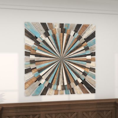 Image showing 8 th Harper & Willow Brown Farmhouse Abstract Wood Wall Decor, 36 in. x 36 in.