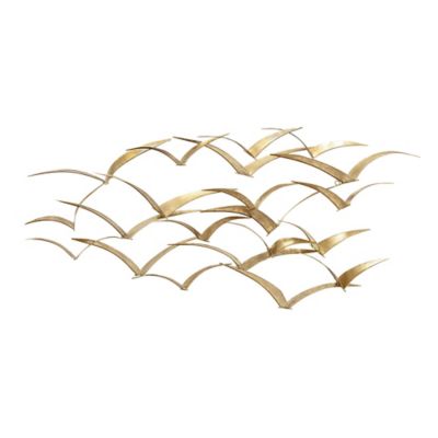 Harper & Willow Gold Metal Coastal Birds Wall Decor, 47 in. x 21 in.