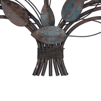 Image showing 3 th Harper & Willow Blue Metal Traditional Floral Wall Decor, 51 in. x 16 in.