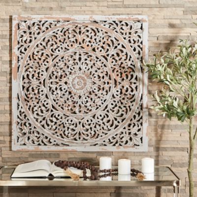 Harper & Willow Brown Traditional Floral Wood Wall Decor, Brown/Tan, 36 in. x 36 in.