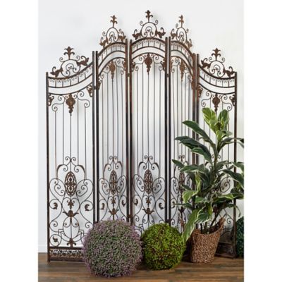 Harper & Willow Brown Metal Eclectic Room Divider Screen, 80 in. x 80 in. x 1 in.