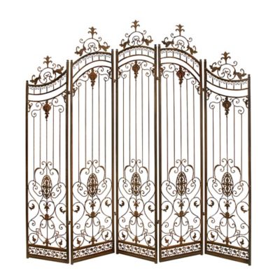 Image showing  Metal Eclectic Room Divider Screen, 80 in. x 80 in., Brown