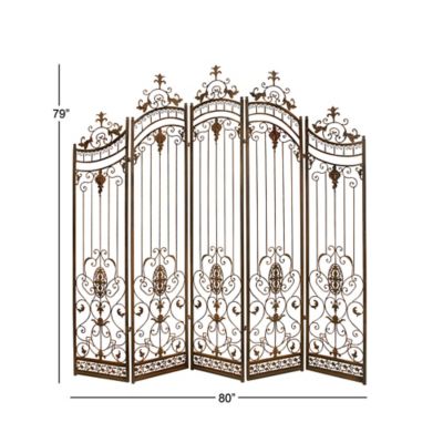 Image showing  Metal Eclectic Room Divider Screen, 80 in. x 80 in., Brown