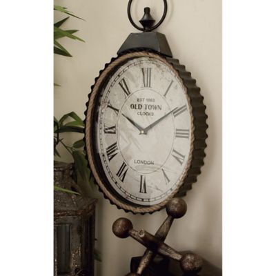 Harper & Willow 21 in. x 12 in. Industrial Metal Wall Clock, Black