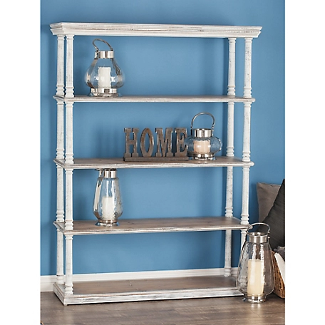 Harper & Willow 5-Tier Wood Farmhouse Shelving Unit, 64 in. x 47 in. x 15 in., Brown