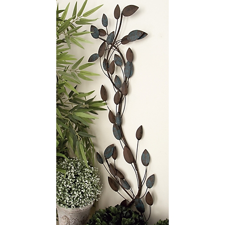 Harper & Willow Multicolor Metal Traditional Floral Wall Decor, 48 in. x 12 in.