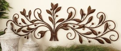 Harper & Willow Brown Metal Traditional Floral Wall Decor, 47 in. x 15 in.