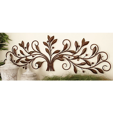 Harper & Willow Brown Metal Traditional Floral Wall Decor, 47 in. x 15 in.