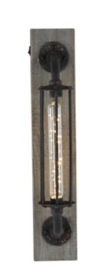 Image showing  1-Light Iron Industrial LED Wall Sconce, 20 in. x 4 in. x 6 in., Black
