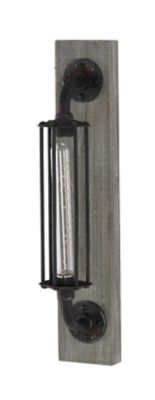Image showing  1-Light Iron Industrial LED Wall Sconce, 20 in. x 4 in. x 6 in., Black