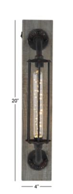 Image showing  1-Light Iron Industrial LED Wall Sconce, 20 in. x 4 in. x 6 in., Black