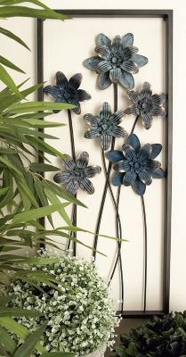 Harper & Willow Grey Metal Traditional Floral Wall Decor, 12 in. x 28 in., 2 pc.