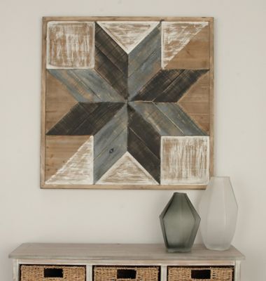 Harper & Willow Multicolor Farmhouse Abstract Wood Wall Decor, 31 in. x 31 in.