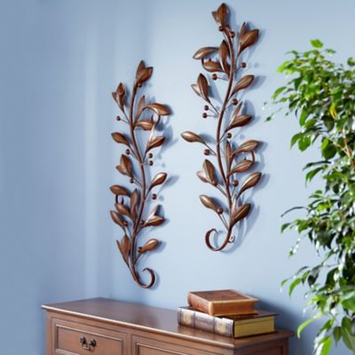 Harper & Willow Brown Metal Traditional Floral Wall Decor, 36 in. x 14 in., 2 pc.