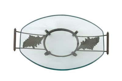Image showing  Glass and Metal Traditional Serving Bowl, 10 in. x 23 in. x 14 in., Brown