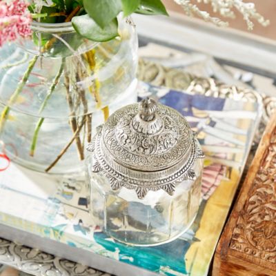 Image showing  6 in., 7 in. and 9 in. Clear Glass Traditional Decorative Jar Set, 3 pc.
