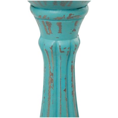 Image showing  Assorted Wood Traditional Candle Holders, Blue, 3-Pack