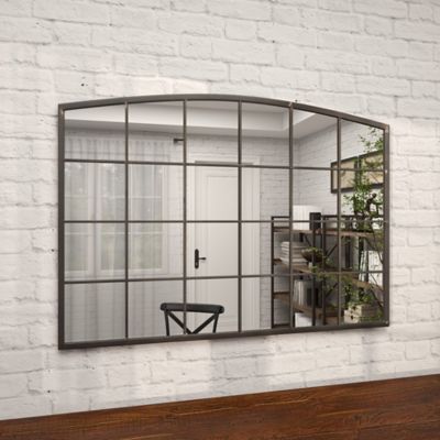 Image showing 6 th Harper & Willow Black Industrial Metal Wall Mirror, 34 in. x 48 in.