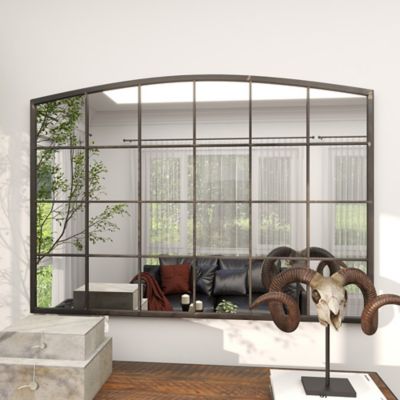 Image showing 7 th Harper & Willow Black Industrial Metal Wall Mirror, 34 in. x 48 in.