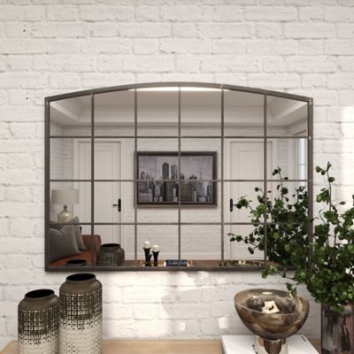 Image showing 8 th Harper & Willow Black Industrial Metal Wall Mirror, 34 in. x 48 in.