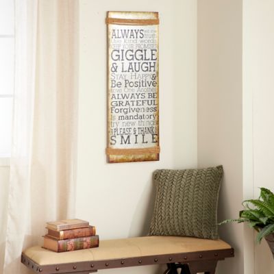 Harper & Willow Brown Farmhouse Motivational Metal Wall Decor, 38 in. x 14 in.