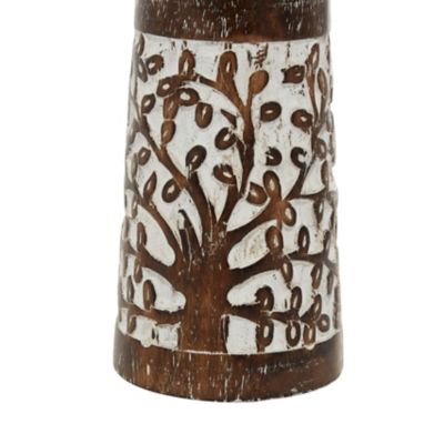 Image showing  Assorted Mango Wood Natural Candle Holders, Mocha Brown, 3-Pack