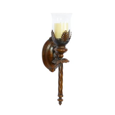 Image showing  18 in. Glass Traditional Candle Wall Sconce, Brown
