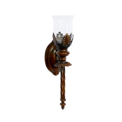 Image showing  18 in. Glass Traditional Candle Wall Sconce, Brown