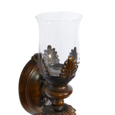 Image showing  18 in. Glass Traditional Candle Wall Sconce, Brown