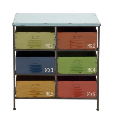 Image showing  29 in. x 23 in. 6-Drawer Industrial Metal Storage Unit, Multicolor