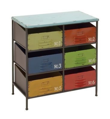 Image showing  29 in. x 23 in. 6-Drawer Industrial Metal Storage Unit, Multicolor