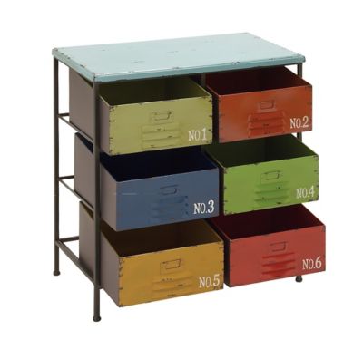 Image showing  29 in. x 23 in. 6-Drawer Industrial Metal Storage Unit, Multicolor