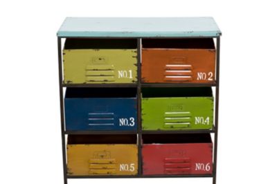 Image showing  29 in. x 23 in. 6-Drawer Industrial Metal Storage Unit, Multicolor