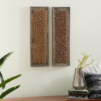 Harper & Willow Brown Wood Farmhouse Abstract Wall Decor, 38 in. x 12 in., 2 pc.