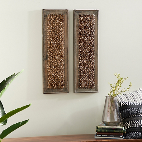Harper & Willow Brown Wood Farmhouse Abstract Wall Decor, 38 in. x 12 in., 2 pc.