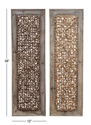 Image showing  Brown Wood Farmhouse Abstract Wall Decor, 38 in. x 12 in., 2 pc.