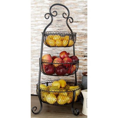 Harper & Willow Black Iron Farmhouse 3-Tier Tray Stand, 33 in. x 20 in. x 20 in.