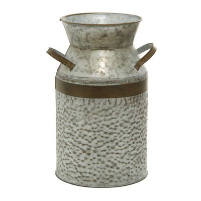 Image showing  12 in. Gray Metal Milk Can Decorative Jar