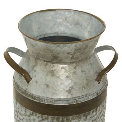 Image showing  12 in. Gray Metal Milk Can Decorative Jar